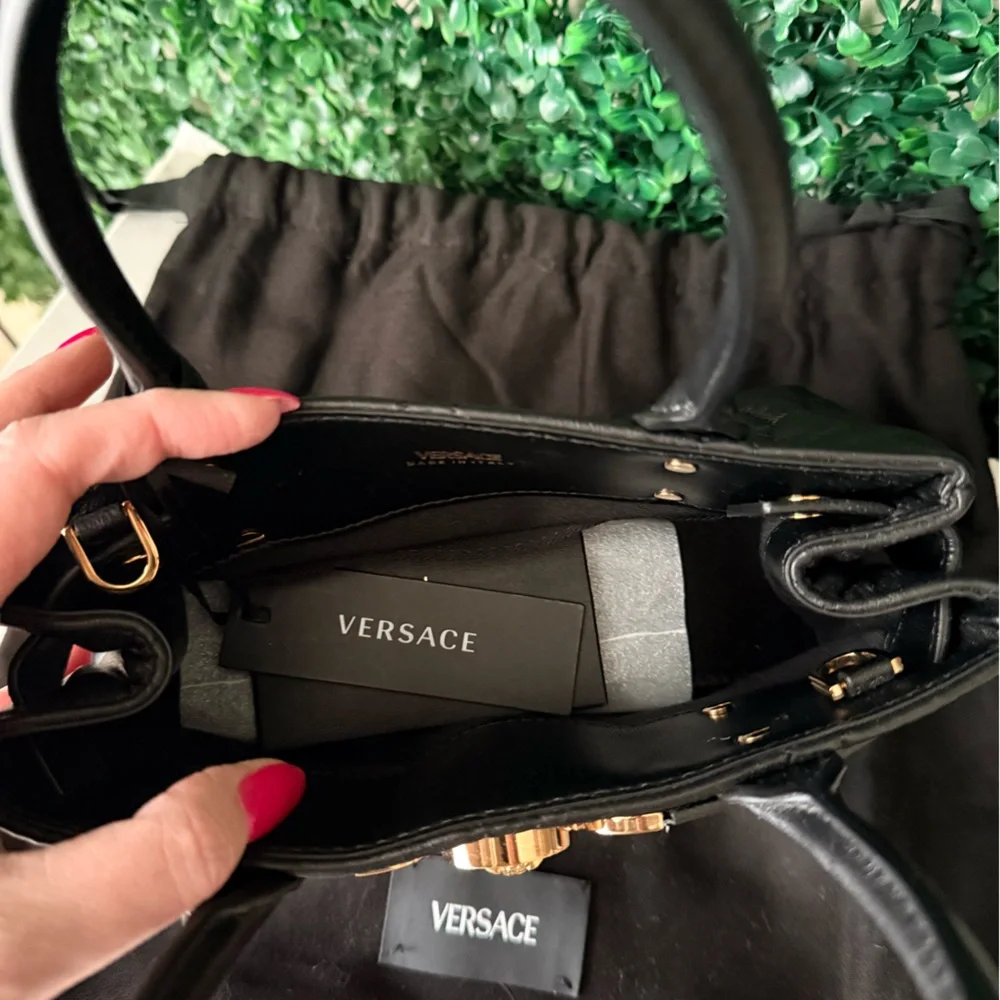 Versace Medusa 95 Small Black Quilted Handbag NWT